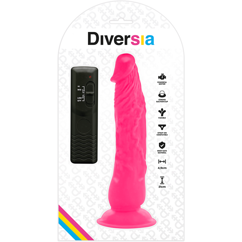 Diversia Dildo Realístico Flexible Rosa 21 Cm – Diseño Ergonómico Con Vibración Para Placer Personal