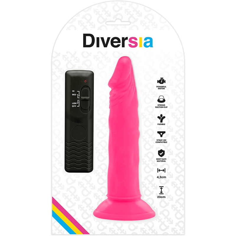 DIVERSIA Dildo Realístico Flexible Rosa – Vibración Ajustable Para Experiencia Única