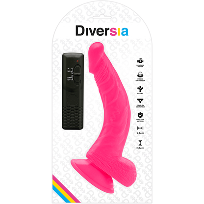 DIVERSIA Dildo Realístico Flexible Rosa – Vibración Potente Para Exploración Sensual