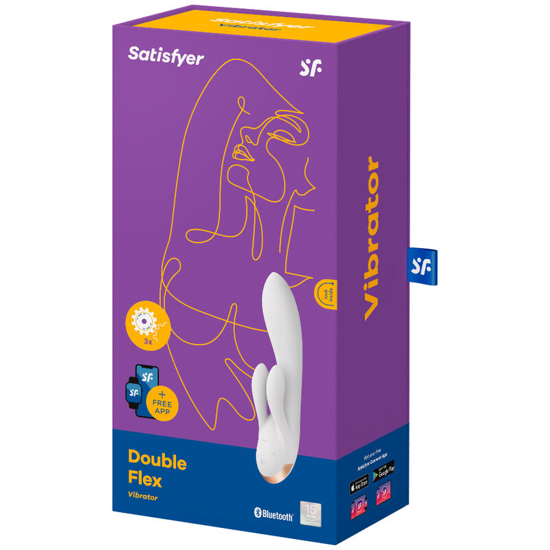 Satisfyer Double Flex Vibrator App Bianco – Giocattolo ergonomico con telecomando