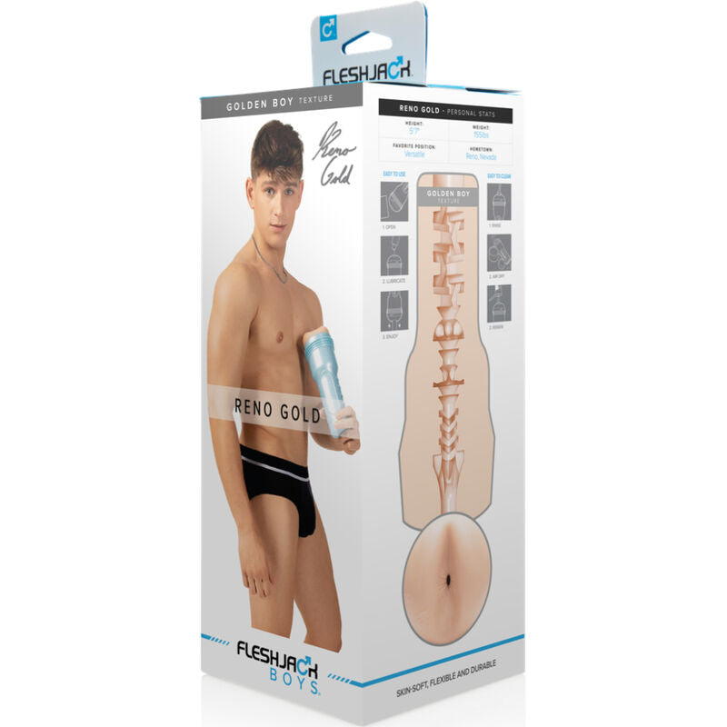 FLESHJACK Masturbador Reno Gold – Diseño Elegante Para Experiencia Sensorial Única