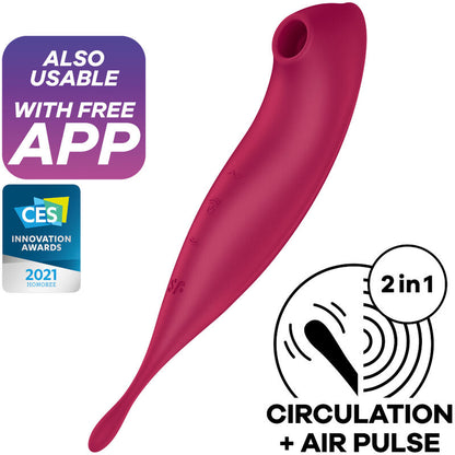 SATISFYER - TWIRLING PRO+ STIMULATOR AND VIBRATOR APP GREEN