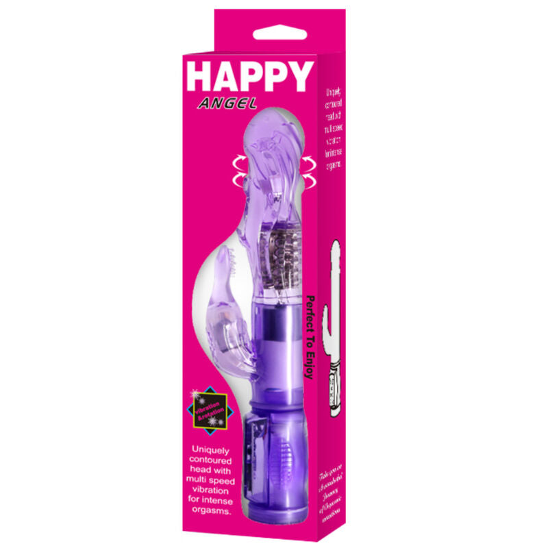 BAILE Mini Rotador Con Rabbit Happy Angel Lila – Vibrador Con Control Electrónico De Velocidad Y Oscilación