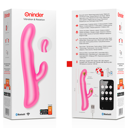 Oninder Oslo Vibration and Rotation Rosa – Vibratore ricaricabile con controllo tramite app