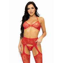 Comprar LEG AVENUE Set Tres Piezas Sujetador Tanga y Medias Talla Única Negro – Lencería Elegante Para Comodidad Y Estilo-Noxtic