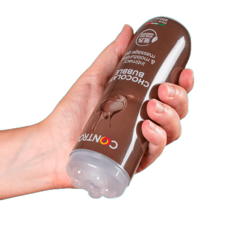CONTROL Gel da massaggio 3 in 1 al cioccolato e bolle 200 ml – Gel ultra sensoriale con un aroma squisito per momenti speciali