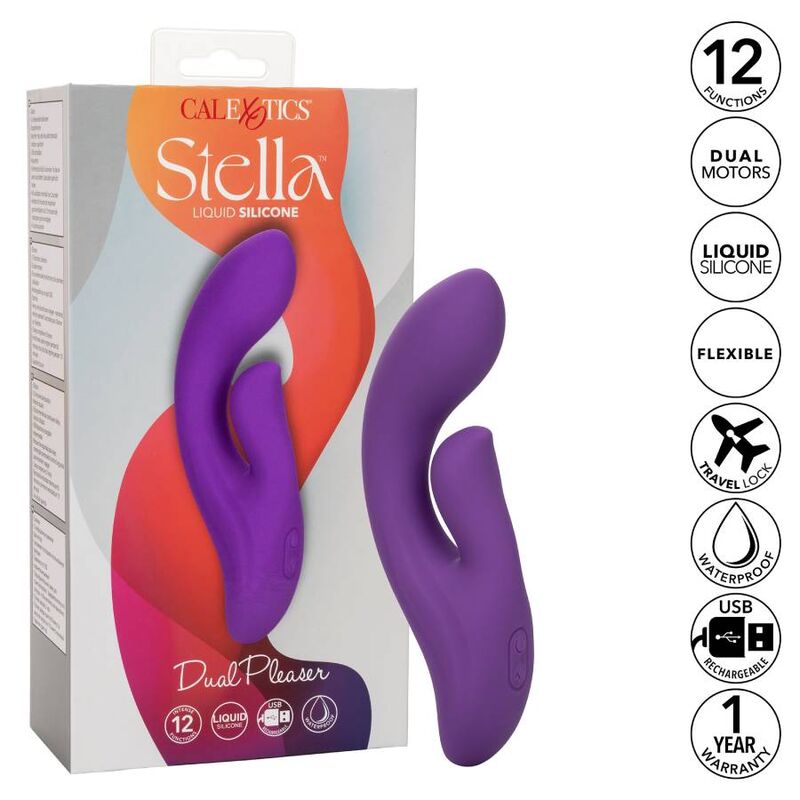 CALEXOTICS Stella Dual Pleaser Violeta – Juguete Erótico Con Diseño Curvado Para Placer Amedido