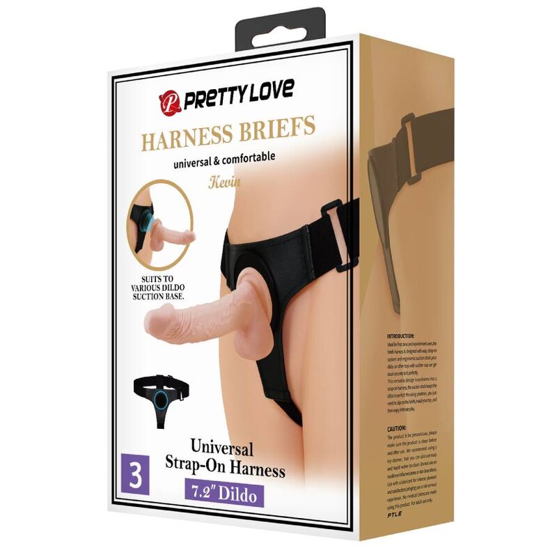 Pretty Love Harness Briefs – Imbracatura universale con dildo realistico per un piacere intenso