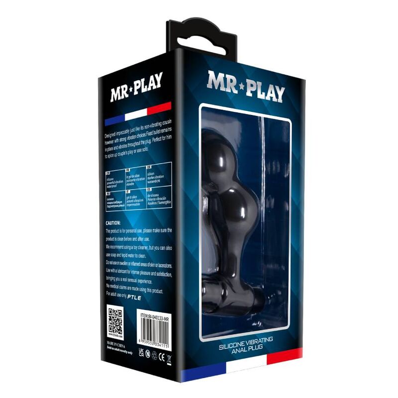 MR PLAY Plug anale vibrante in silicone nero – 10 funzioni di vibrazione per un piacere personalizzato