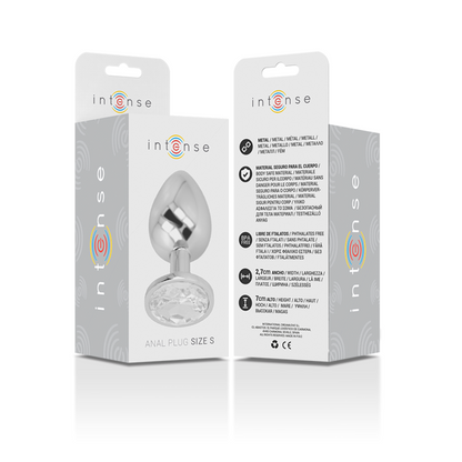 Plug anale in metallo INTENSE con cristallo d'argento taglia S – Design elegante per il piacere sensoriale