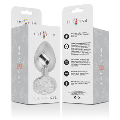 INTENSE Plug Anal Metal Aluminio Con Cristal Plata Talla L – Diseño Elegante Para Exploración Con Estilo