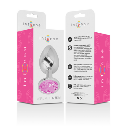 Plug anale in metallo INTENSE con cristallo rosa taglia M – Design elegante per una stimolazione sensibile e glamour