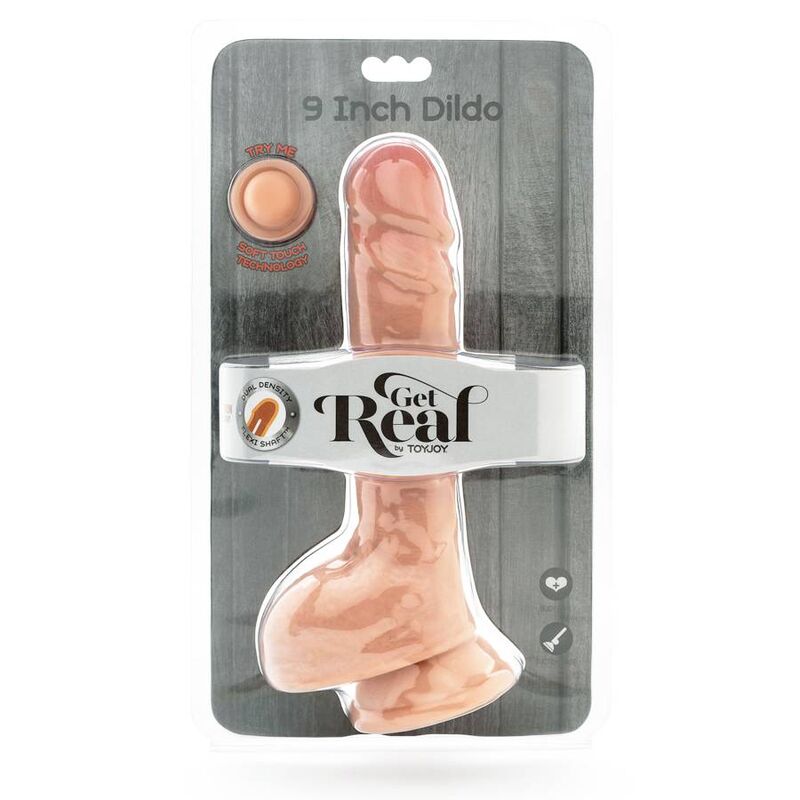 GET REAL - DUAL DENSITY DILDO 25.5 CM WITH NATURAL TESTICLES