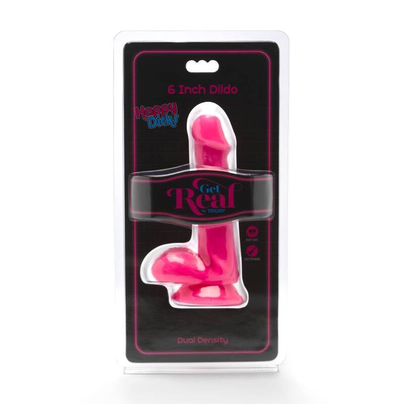 GET REAL - HAPPY DICKS DILDO 12 CM WITH PINK TESTICLES