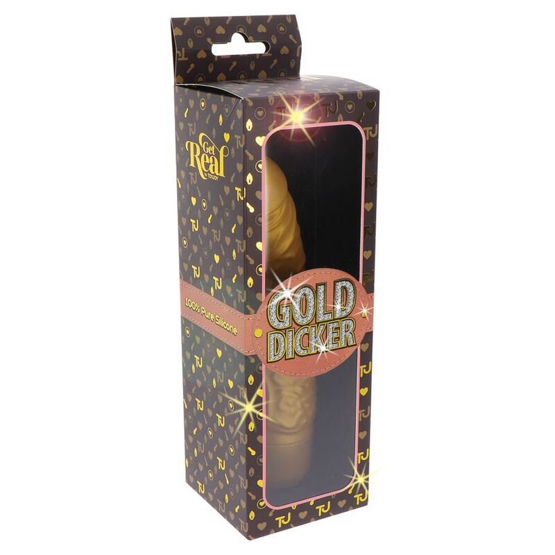 Get Real Gold Dicker Vibrador Dorado – Diseño Curvado Para Placer Intenso