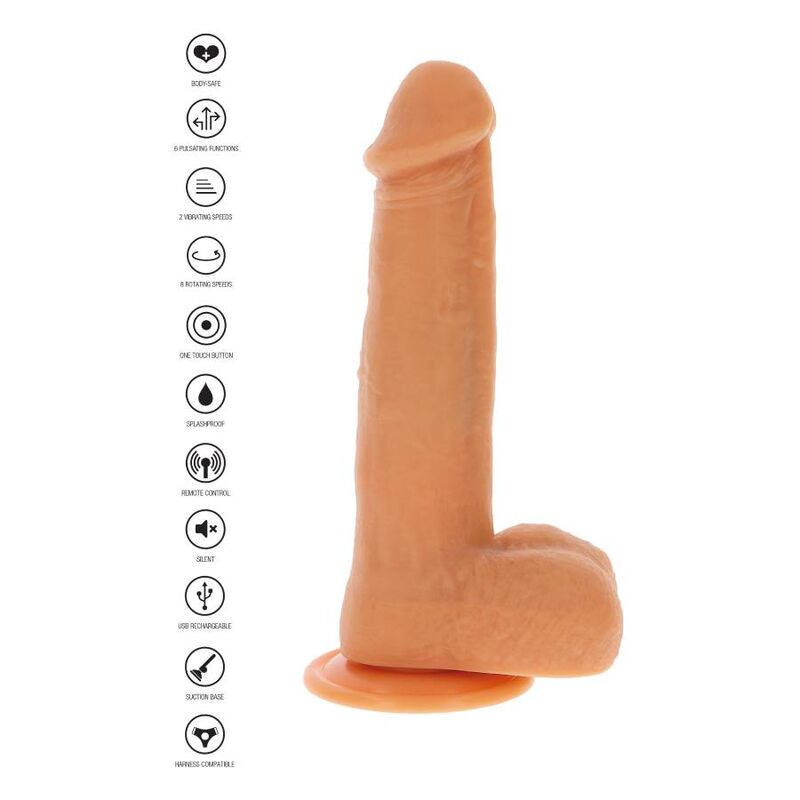 GET REAL - VIBRATING DILDO WITH ROTATING BALLS NATURAL