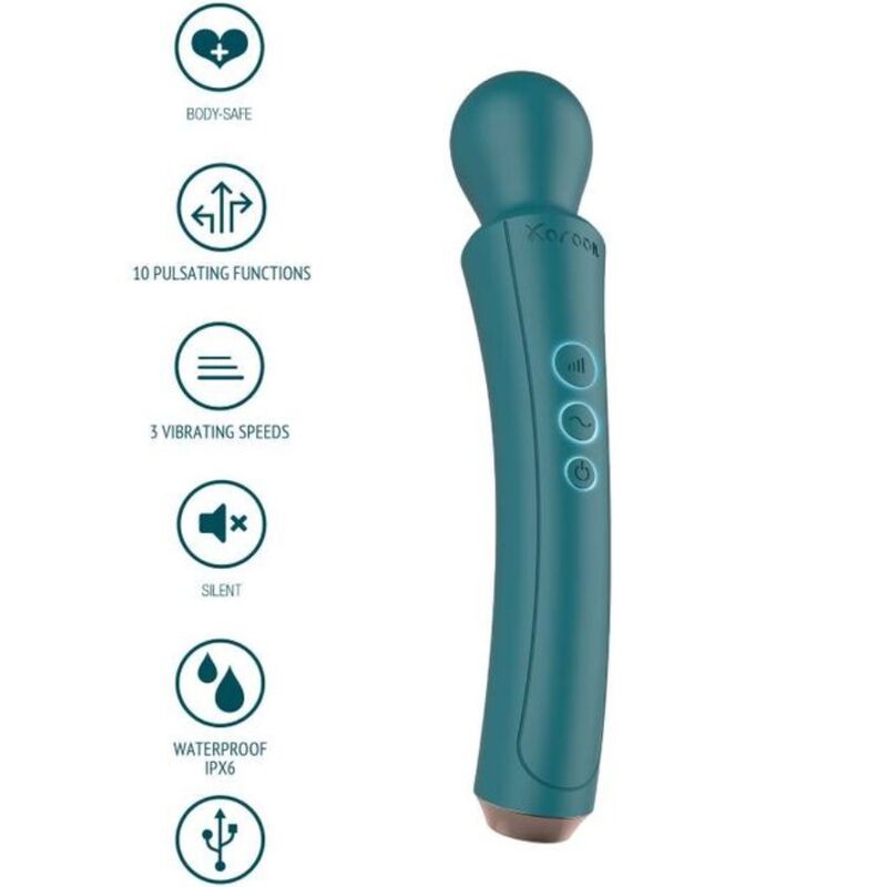 XOCOON The Curved Wand Green – Vibratore ricaricabile con design ergonomico per il piacere personale