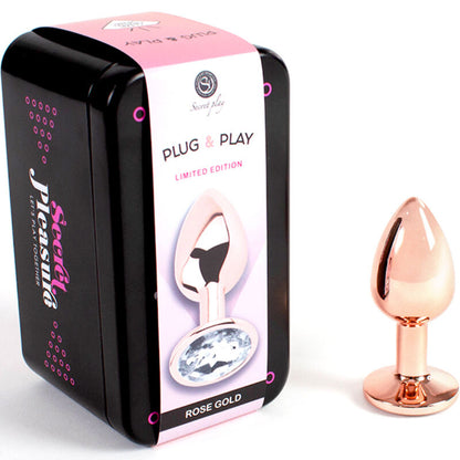 SECRETPLAY Metal Butt Plug Oro Rosa Talla S – Diseño Elegante Para Nueva Experiencia Sensorial