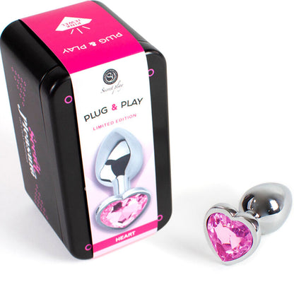 SECRETPLAY - METAL BUTT PLUG FUCHSIA HEART SIZE S 7 CM