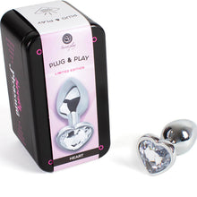 SECRETPLAY - METAL BUTT PLUG TRANSPARENT HEART SIZE S 7 CM