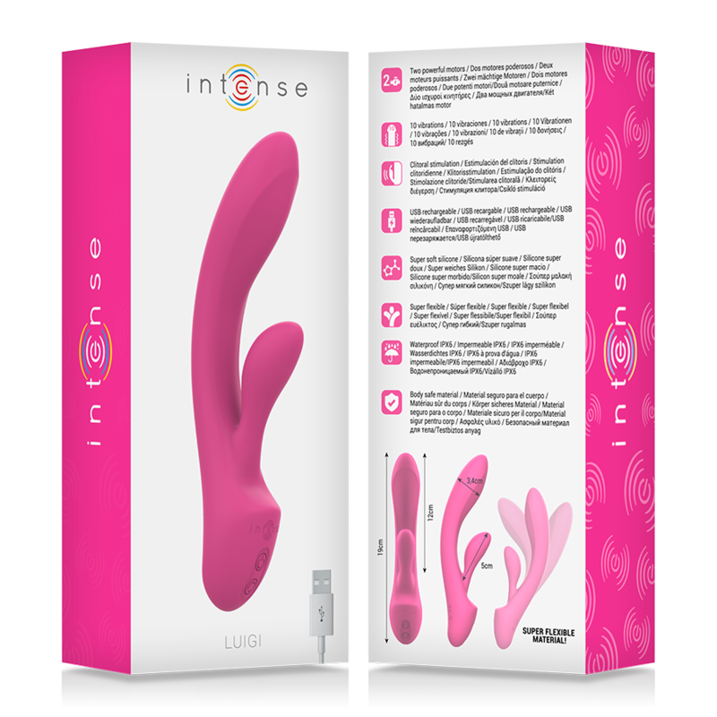 Vibratore Intense Luigi Pink Rabbit – Stimolatore a doppio motore con impugnatura ergonomica in silicone