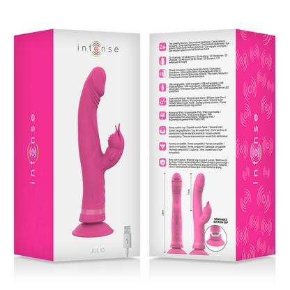 Vibratore Rabbit INTENSE Julio Rosa – Vibratore medico ricaricabile in silicone con design elegante