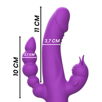 INTENSE - CASANOVA VIBRATOR RABBIT SILICONE TRIPLE MOTOR PURPLE