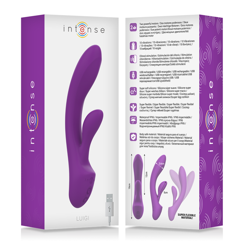 INTENSE - LUIGI LIQUID SILICONE RABBIT VIBRATOR PURPLE