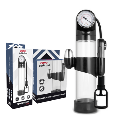 Pompa per l'erezione trasparente PUMP ADDICTED RX9 – Design innovativo con vibratore integrato