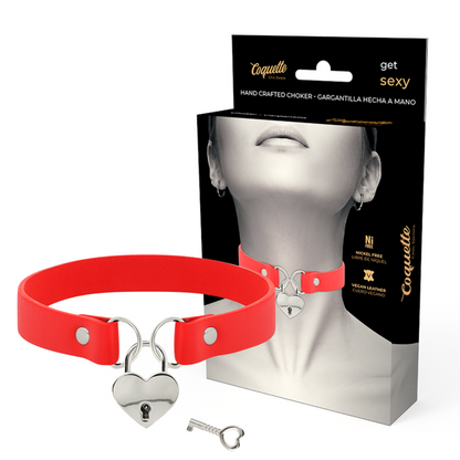 Comprar Coquette Chic Desire Collar Cuero Vegano Rojo – Accesorio Elegante Con Diseño Sofisticado-Noxtic