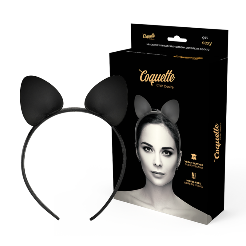Comprar COQUETTE CHIC DESIRE – Diadema Con Orejas De Gato En Cuero Vegano Para Estilo Elegante-Noxtic