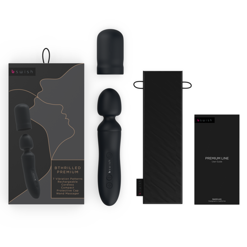B SWISH Bthrilled Vibrador Wand Premium Negro – Diseño Elegante Con Funcionalidad Recargable