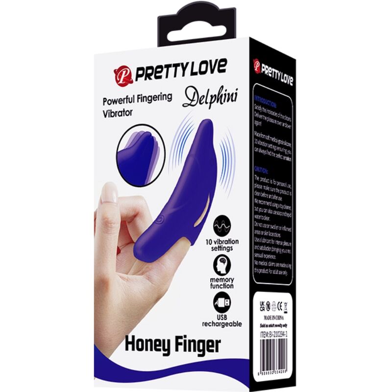 Stimolatore per dita Pretty Love Delphini Blu Scuro – Design ergonomico con silicone medico per sensazioni uniche