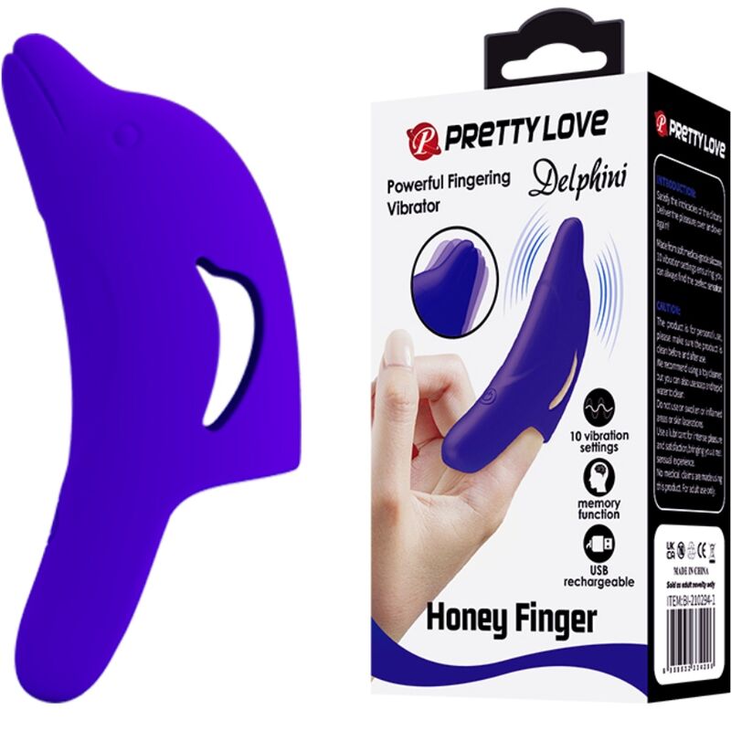 Stimolatore per dita Pretty Love Delphini Blu Scuro – Design ergonomico con silicone medico per sensazioni uniche