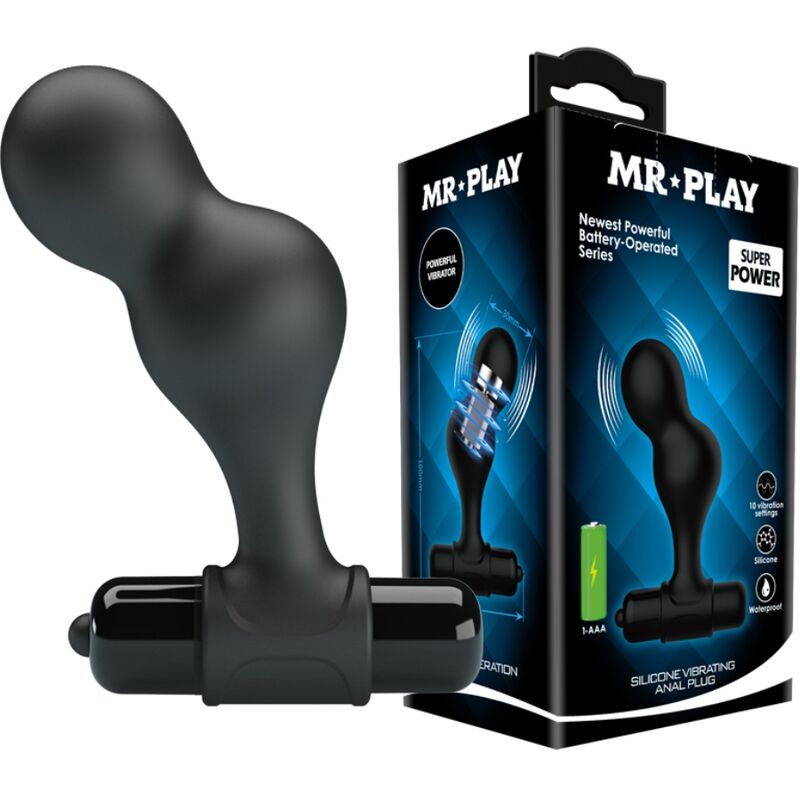 MR PLAY Plug anale vibrante in silicone nero – 10 funzioni di vibrazione per un piacere personalizzato