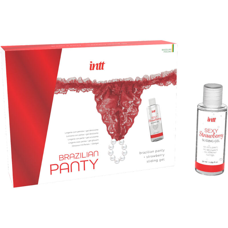 INTT Panty Brasileño Rojo Con Perlas – Lencería Delicada Para Una Experiencia Sofisticada