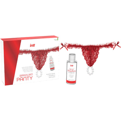 INTT Panty Brasileño Rojo Con Perlas – Lencería Delicada Para Una Experiencia Sofisticada