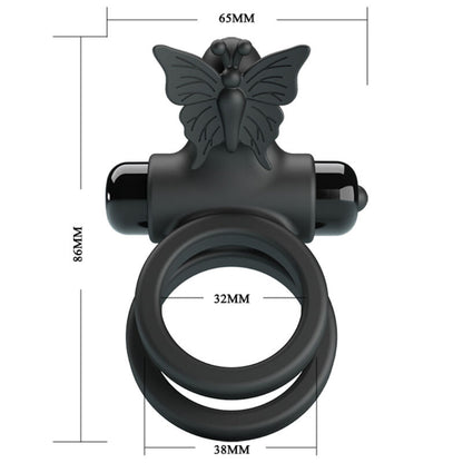 Comprar Pretty Love Doble Anillo Vibrador Negro – Innovador Juguete Con Estimulador Para Placer Compartido-Noxtic