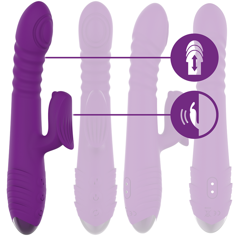INTENSE IGGY Vibrador Multifunción Morado – Estimulador Recargable Con Movimiento Realista
