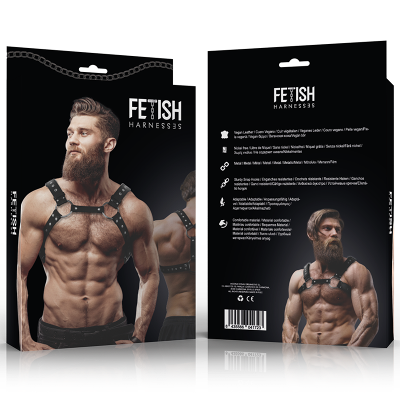 FETISH SUBMISSIVE ATTITUDE - MEN'S ECO-LEATHER STUDDED CHEST HARNESS