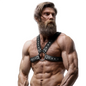 FETISH SUBMISSIVE ATTITUDE - MEN'S FAUX LEATHER CROSSED CHEST HARNESS WITH STUDS