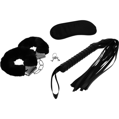 Set erotico fetish INTENSE 1 – Set dal design elegante con manette, benda e frusta