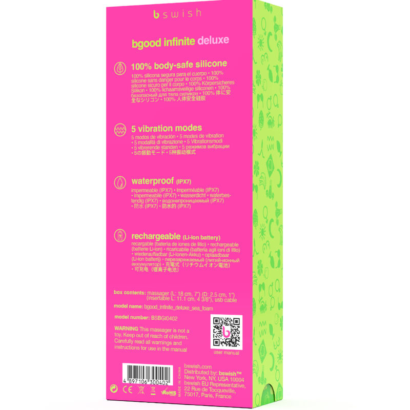 B SWISH Bgood Infinite Deluxe – Vibrador Recargable Con Diseño Moderno Y Silicona Suave
