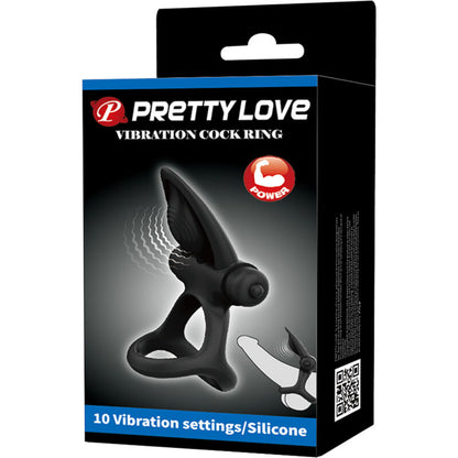 PRETTY LOVE Anello Vibrante 10 Vibrazioni Silicone Nero – Design Ergonomico per il Piacere Condiviso
