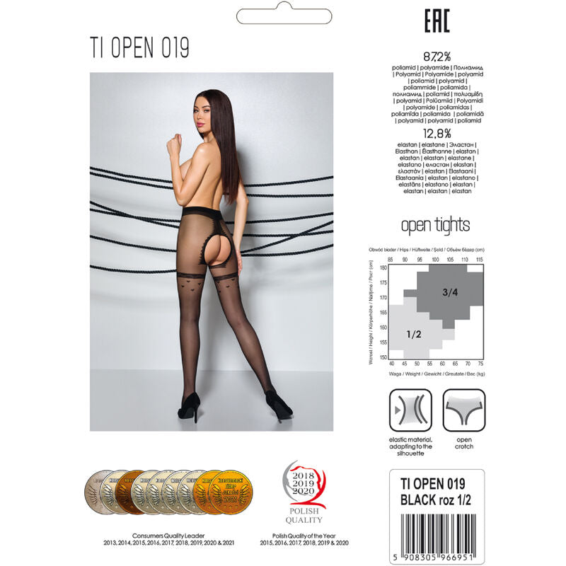 PASSION TIOPEN 019 Medias Negros 1/2 20 Den – Elegancia Con Comodidad Y Diseño Atractivo