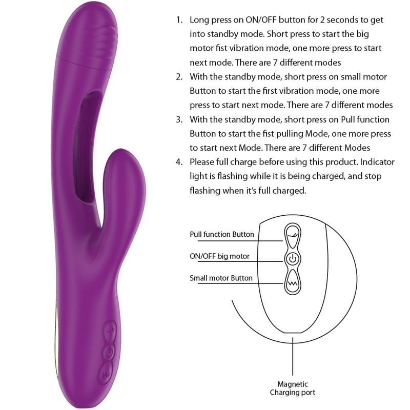 INTENSE Apolo Vibrador Multifunción Morado – Recargable Con 7 Modos De Vibración Y Diseño Elegante
