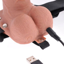 FETISH FANTASY SERIES - ADJUSTABLE HARNESS REALISTIC PENIS WITH RECHARGEABLE TESTICLES AND VIBRATOR 17.8 CM