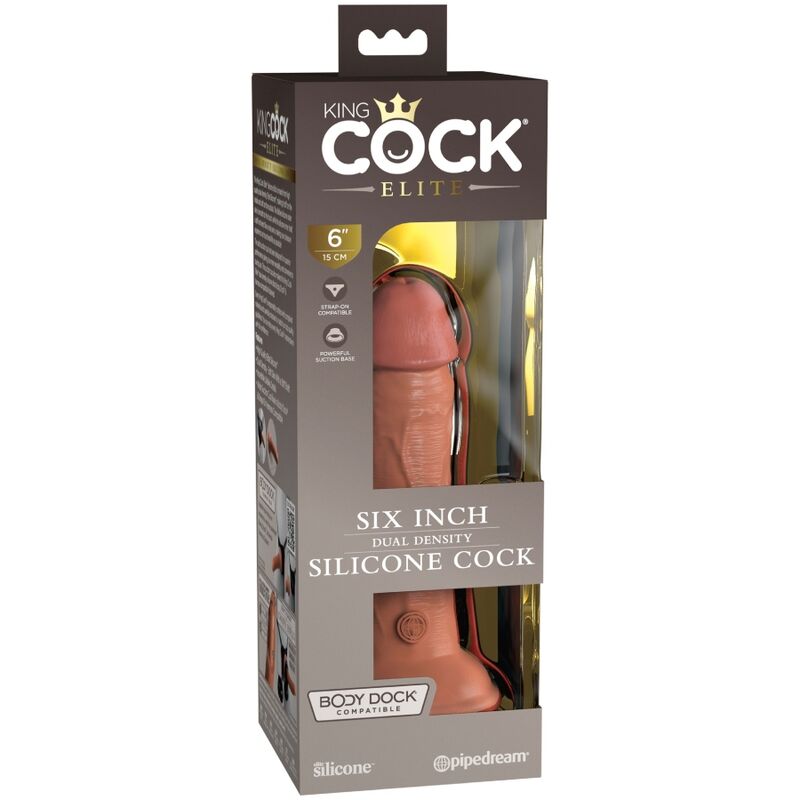 KING COCK - ÉLITE DILDO REALÍSTICO SILICONA 15.2 CM CARAMELO