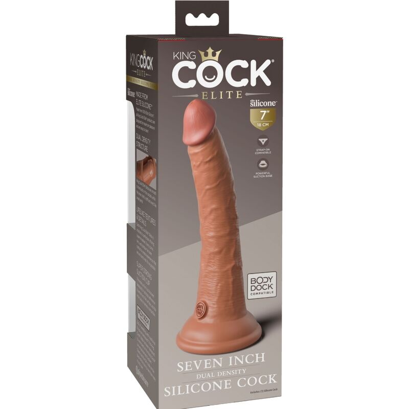 KING COCK Elite Dildo Realista Caramelo – Silicona de Doble Densidad Para Experiencia Auténtica