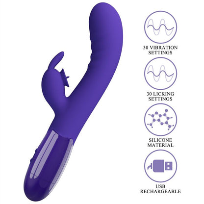Comprar Pretty Love Cerberus Youth Vibrador Rabbit Violeta – Vibrador Recargable Con Diseño Elegante Y Curvado-Noxtic